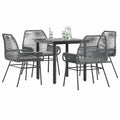 5-delige Tuinset met kussens poly rattan glas grijs