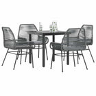 Tuinset 5-delig poly rattan grijs met kussens