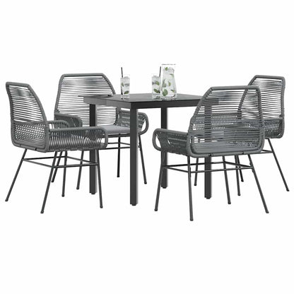 5-Delige Tuinset Met Kussens Poly Rattan Glas 4 80 x 80 x 74 cm Grijs