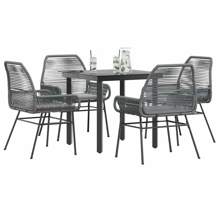 5-Delige Tuinset Met Kussens Poly Rattan Glas 4 80 x 80 x 74 cm Grijs
