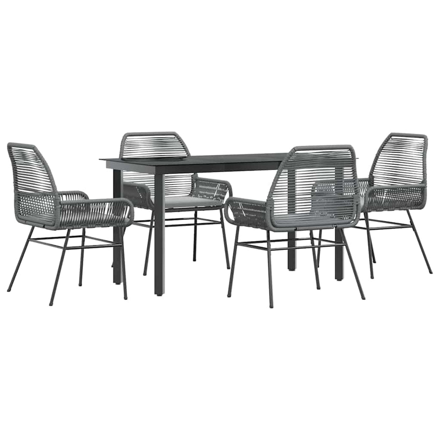 5-Delige Tuinset Met Kussens Poly Rattan Glas 4 140 x 70 x 74 cm Grijs