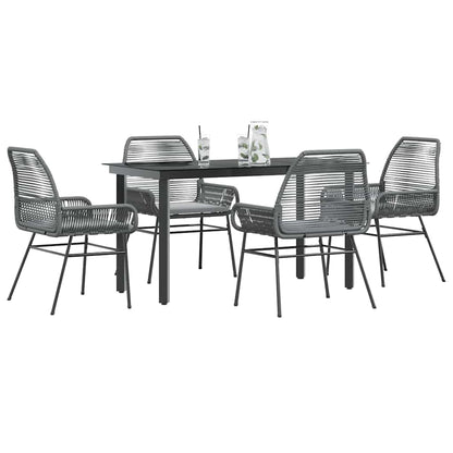 5-Delige Tuinset Met Kussens Poly Rattan Glas 4 140 x 70 x 74 cm Grijs