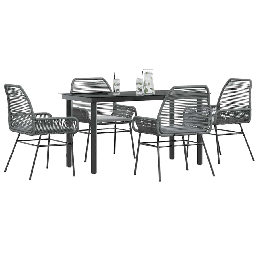 5-Delige Tuinset Met Kussens Poly Rattan Glas 4 140 x 70 x 74 cm Grijs