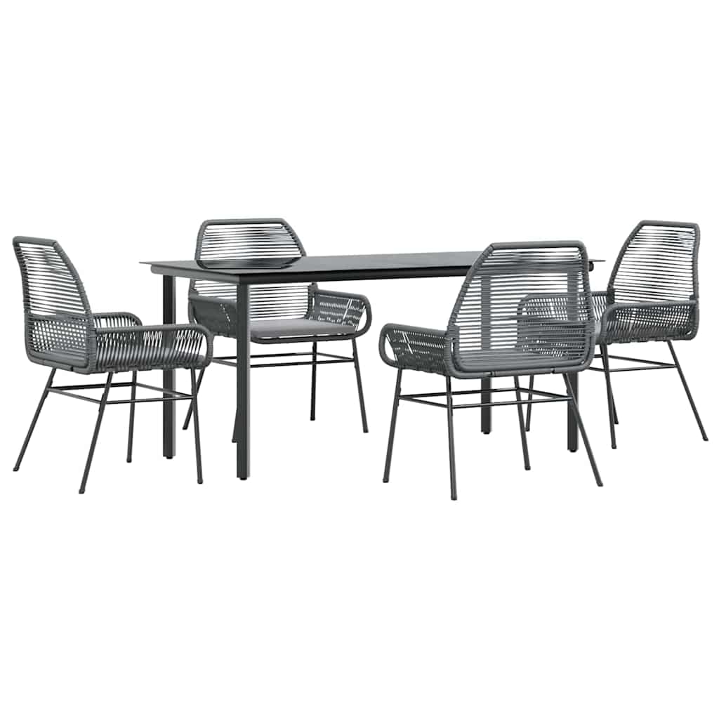 5-Delige Tuinset Met Kussens Poly Rattan Glas 4 160 x 80 x 74 cm Grijs