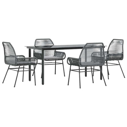 5-Delige Tuinset Met Kussens Poly Rattan Glas 4 160 x 80 x 74 cm Grijs