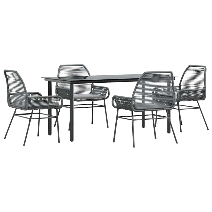 5-Delige Tuinset Met Kussens Poly Rattan Glas 4 160 x 80 x 74 cm Grijs