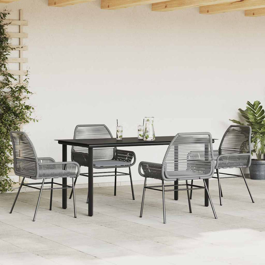 5-Delige Tuinset Met Kussens Poly Rattan Glas 4 160 x 80 x 74 cm Grijs