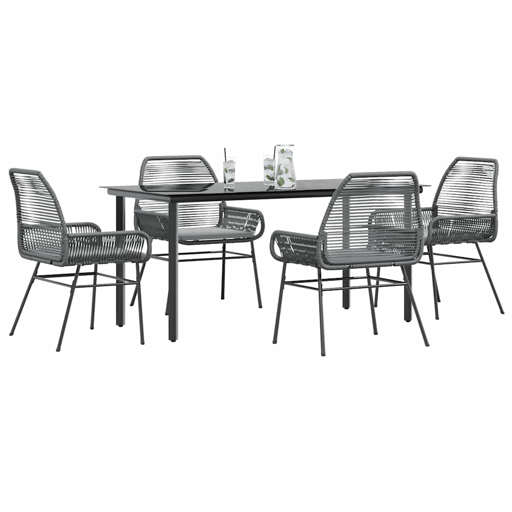 5-Delige Tuinset Met Kussens Poly Rattan Glas 4 160 x 80 x 74 cm Grijs