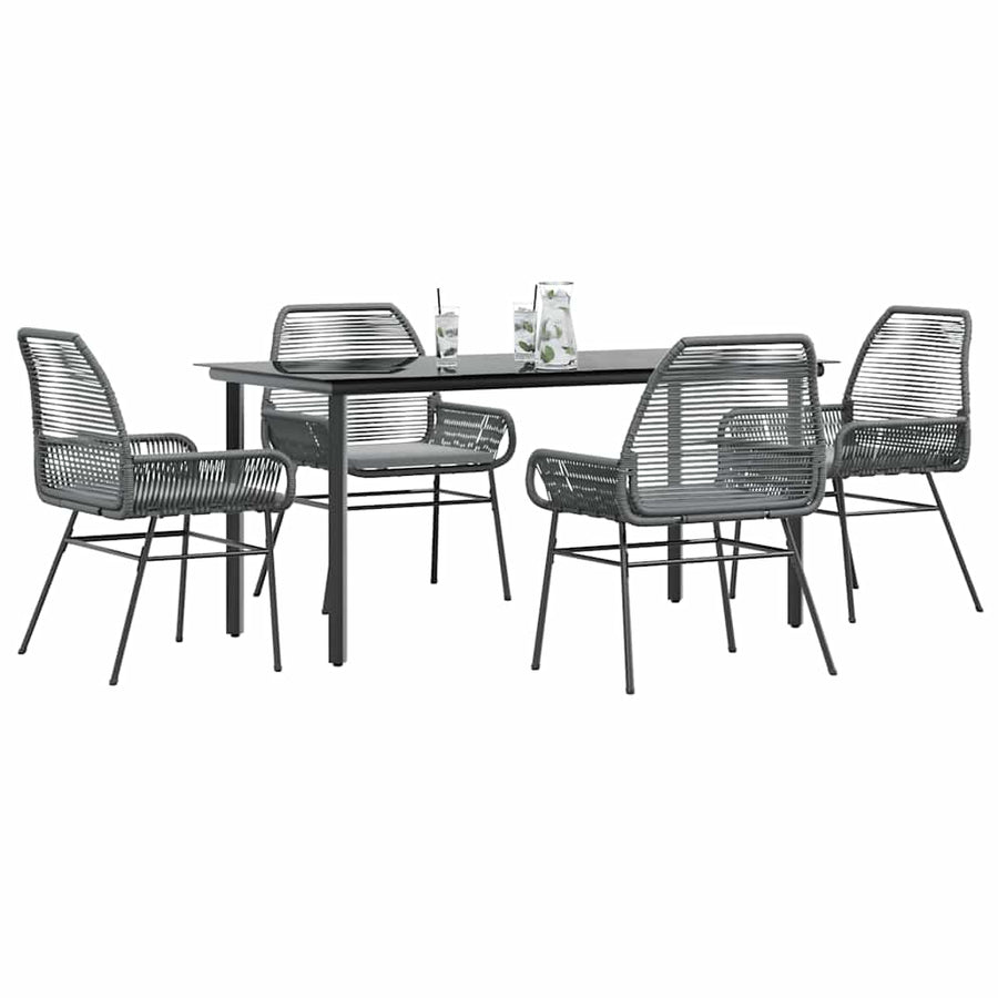 5-Delige Tuinset Met Kussens Poly Rattan Glas 4 160 x 80 x 74 cm Grijs