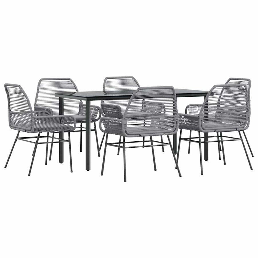 7-Delige Tuinset Met Kussens Poly Rattan Glas 6 160 x 80 x 74 cm Grijs