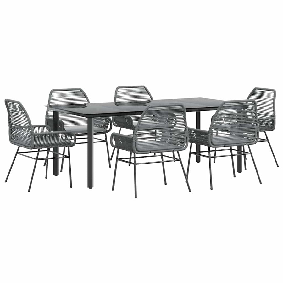 7-Delige Tuinset Met Kussens Poly Rattan Glas 6 200 x 100 x 74 cm Grijs