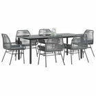 Tuinset 7-delig poly rattan grijs met kussens