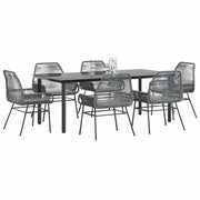 Tuinset 7-delig poly rattan grijs met kussens