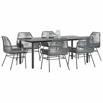 7-Delige Tuinset Met Kussens Poly Rattan Glas 6 200 x 100 x 74 cm Grijs