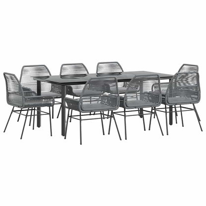9-Delige Tuinset Met Kussens Poly Rattan Glas 8 200 x 100 x 74 cm Grijs