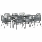 Tuinset 9-delig poly rattan grijs met kussens