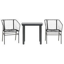 3-delige Tuinset poly rattan glas zwart