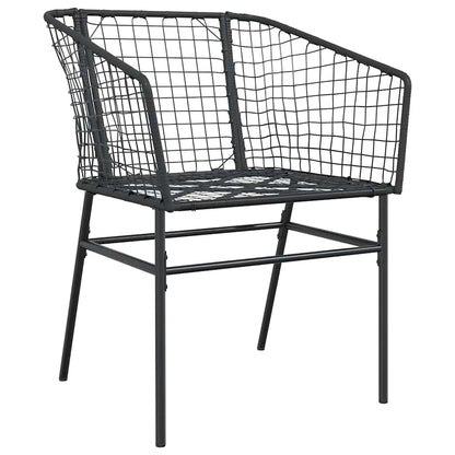 3-delige Tuinset poly rattan glas zwart