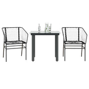 Tuinset 3-delig poly rattan glas zwart