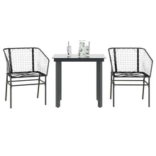 3-delige Tuinset poly rattan glas zwart