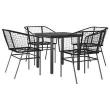 5-delige Tuinset poly rattan glas zwart