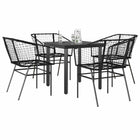 Tuinset 5-delig poly rattan glas zwart