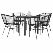 Tuinset 5-delig poly rattan glas zwart