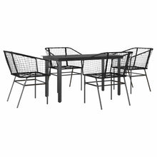 5-delige Tuinset poly rattan glas zwart