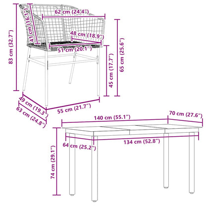 5-delige Tuinset poly rattan glas zwart