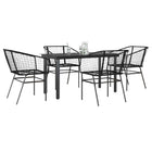 Tuinset 5-delig poly rattan zwart glas