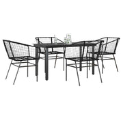 Tuinset 5-delig poly rattan zwart glas