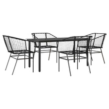 5-delige Tuinset poly rattan glas zwart