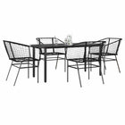 Tuinset poly rattan 5-delig zwart glas