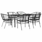 7-piece garden furniture set poly rattan glass black
