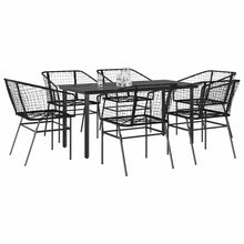 7-delige Tuinset poly rattan glas zwart