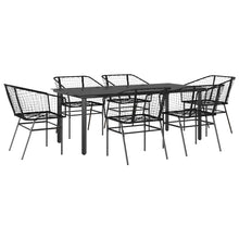 7-delige Tuinset poly rattan glas zwart