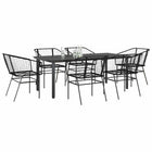 Tuinset 7-delig poly rattan zwart glas