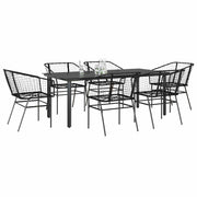 Tuinset 7-delig poly rattan zwart glas