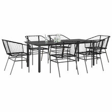7-delige Tuinset poly rattan glas zwart