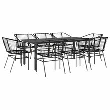 9-delige Tuinset poly rattan glas zwart