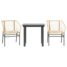 3-delige Tuinset poly rattan glas bruin
