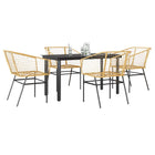 Tuinset 5-delig poly rattan bruin glas 140x70x74 cm