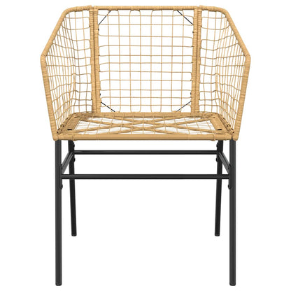 7-delige Tuinset poly rattan glas bruin