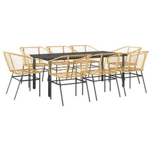 9-delige Tuinset poly rattan glas bruin