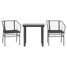 3-Delige Tuinset Met Kussens Poly Rattan Glas 2 80 x 80 x 74 cm Zwart en donkergrijs