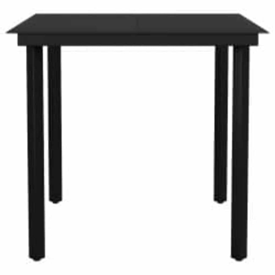 3-Delige Tuinset Met Kussens Poly Rattan Glas 2 80 x 80 x 74 cm Zwart en donkergrijs