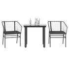 Tuinset 3-delig poly rattan zwart met kussens