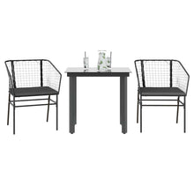3-Delige Tuinset Met Kussens Poly Rattan Glas 2 80 x 80 x 74 cm Zwart en donkergrijs