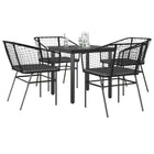 Tuinset 5-delig poly rattan zwart met kussens