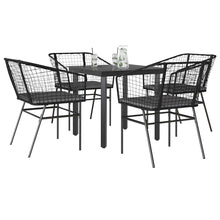 5-Delige Tuinset Met Kussens Poly Rattan Glas 4 80 x 80 x 74 cm Zwart en donkergrijs